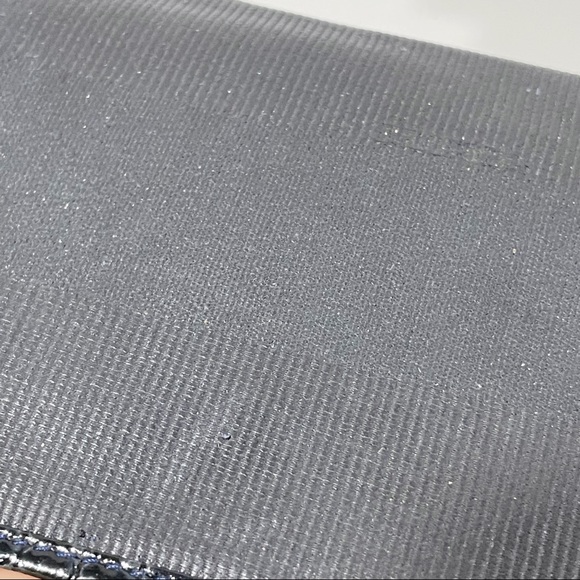 Fendi vintage navy blue pequin stripe canvas crocodile leather trim card wallet - Picture 6 of 12